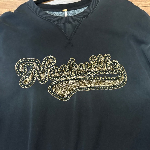 Free People Black and Gold Embellished Sweatshirt - Picture 3 of 12
